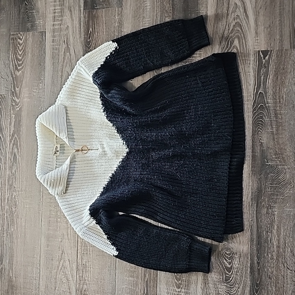 Show Me Your MuMu Black and White Cowl Neck Sweater